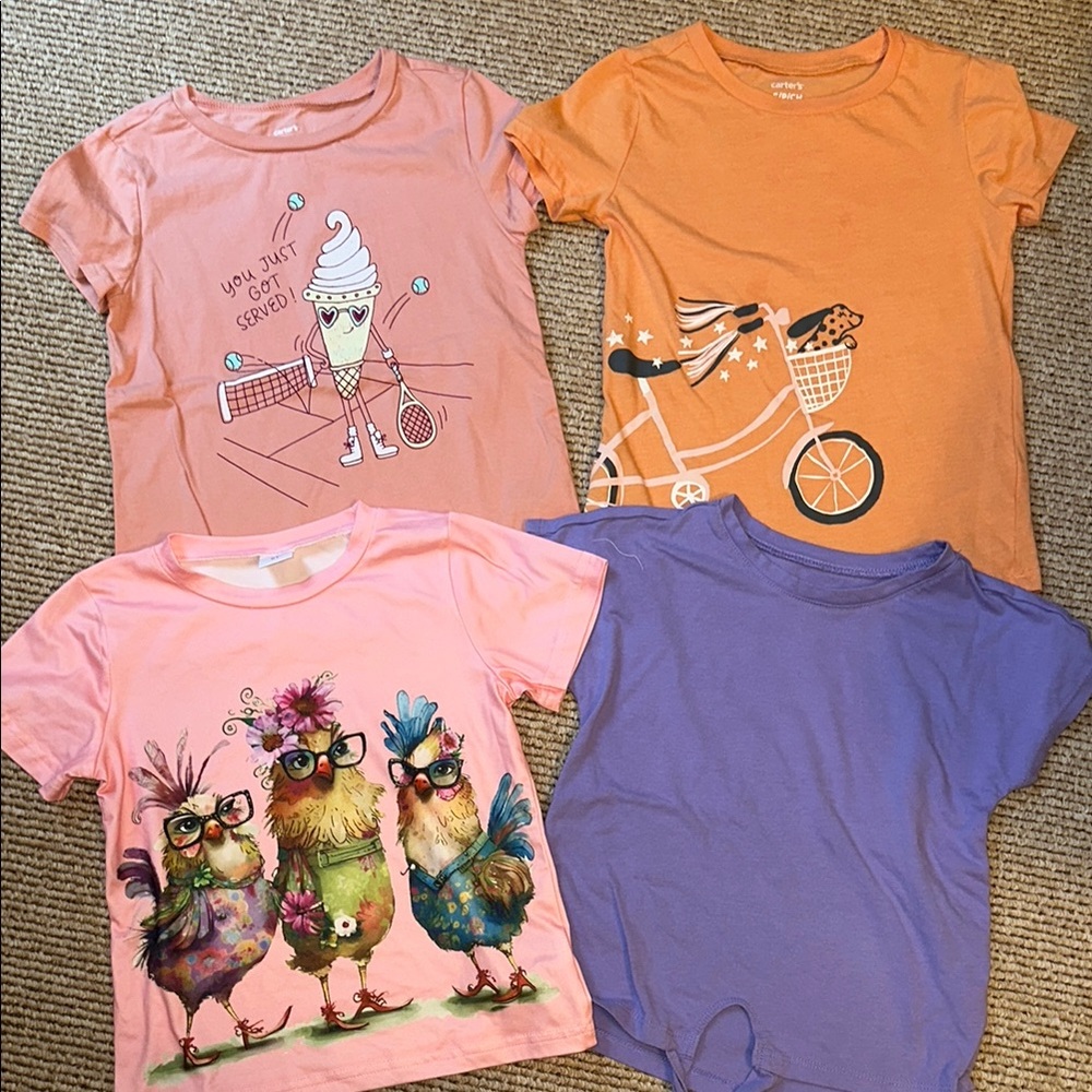 4 - Carters/Amazon/Childrens Place girls size small T-Shirts Set